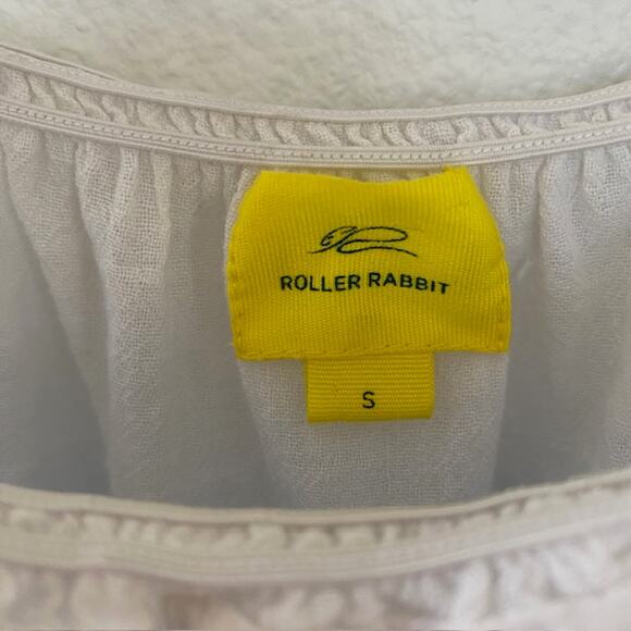 Roller Rabbit Athena Gaetan Dress White Embroidered Puff Sleeve Women's Small - Picture 6 of 12